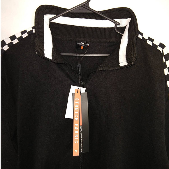 SCREENSHOT Men's Athletic Urban Hip-Hop Track Suit Black Checkered Jacket Large - Picture 4 of 15